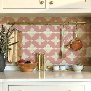 Alwayspon 25Pcs 6x6inch/15x15cm Peel and Stick Vinyl Wall Tile Sticker, Pink Textured Self-Adhesive Backsplash Tile Decals Stick on Tiles Waterproof Removable for Kitchen Bathroom