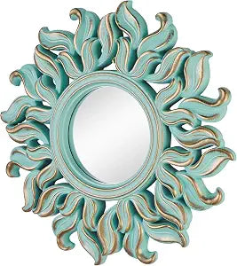 Decorative Wall Mirror, Round Green Mirror, 10 x 10in