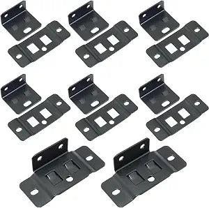 8PCS Two in One Iron Clip Embedded Corner Bracket Shelf Support Cabinet Reinforcement Quick Fitting Furniture Joint Bracket Wood Panel Snap On Fastener for Plywood Cabinets Black