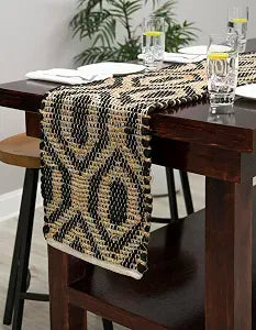 Unique Loom Chindi Jute Collection Area Rug (1' 2" x 8' Table Runner, Black/ Navy Blue)