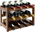 Bamboo Wine Rack, 3-Tier 12 Bottles Wine Storage Cabinet Shelf