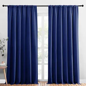 NICETOWN 2 Panels Blackout Curtains, Rod Pocket Thermal Insulated Drapess for Bedroom, Privacy Protection Easy-Care Heavy Duty Curtains for Living Room/Dining Room, W70 x L95 inches, Royal Blue