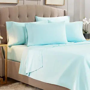 Empyrean King Size Sheets Set - 6 Piece King Sheets, Bed Sheets for King Size Bed, Double Brushed King Bed Sheets, Hotel Luxury Sheets Soft Bedding Sheets & Pillowcases - Light Baby Blue