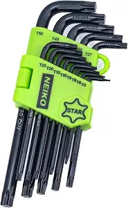 NEIKO 01102A Torx Allen Wrench Set, 13 Piece Key Set, Long Torx Keys T5 to T50, 6 Point Star Wrench Set for Bike Bicycle Repair, Black Oxide Chrome Vanadium, Hanging Storage Case