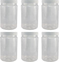 Pinnacle Mercantile Plastic Jars with Screw on Lined Lids 6 Pack 32 ounce Wide Mouth Food Storage Containers