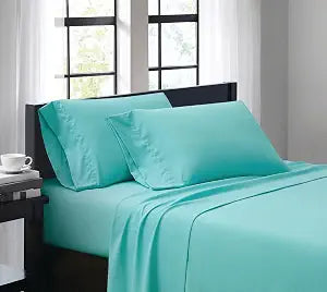 TRULY SOFT Everyday Sheet Set Turquoise Polyester 4-Piece Full Sheet Set, Solid Color Themed, Adult Bedding, Oeko-TEX Certified