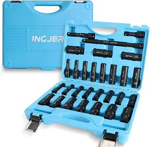1/2" Impact Socket Set, 29PC Deep impact socket set, CR-MO SAE and Metric