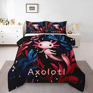 Erosebridal Cartoon Axolotl Comforter Set Blue Bedding Set King Size