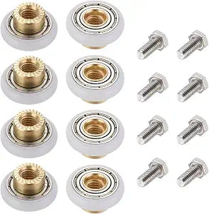 uxcell 8 Pcs Shower Door Rollers, 20mm Dia Bathroom Glass Door Rollers Runners with Screw, Sliding Door Pulleys Wheels Replacement for Kitchen Pan Glass Sliding Door, White