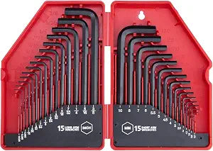 EFFICERE 30-Piece Premium Hex Key Allen Wrench Set, SAE and Metric Assortment, L Shape, Chrome Vanadium Steel, Precise and Chamfered Tips | SAE 0.028-3/8 inch, Metric 0.7-10 mm | In Storage Case