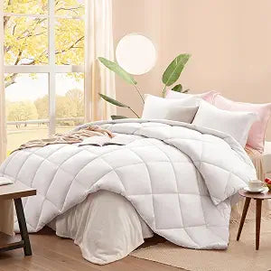 SunStyle Home Twin Comforter Set 3 Piece,Bed in a Bag Bedding White