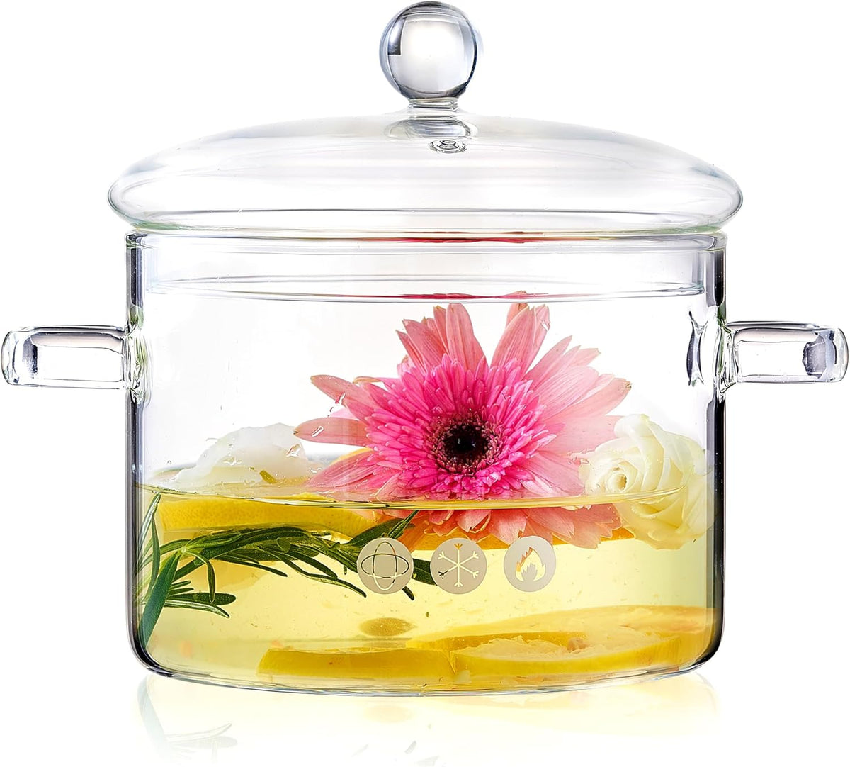 67 oz Glass Simmer Pot with Lid, Borosilicate Glass Pot for Potpourri