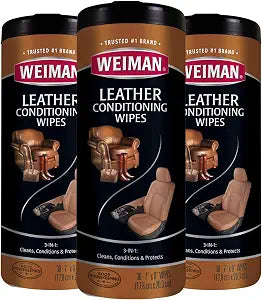 Weiman Leather Wipes - 3 Pack - Clean, Condition, Ultra Violet Protection Help Prevent Cracking or Fading of Leather Furniture, Car Seats and Interior, Shoes