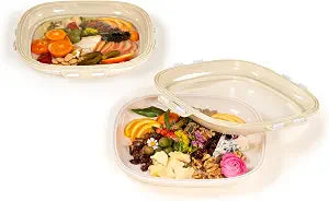 Crudits Portable Snack Tray, 2-Pack Square Cream White