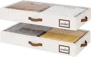 StorageWorks 4 Inch Low Profile Under Bed Storage Containers with Clear Lid