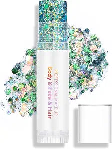 Green Blue Body Hair Face Glitter Stick, Holographic Sparkle Glitter Gel