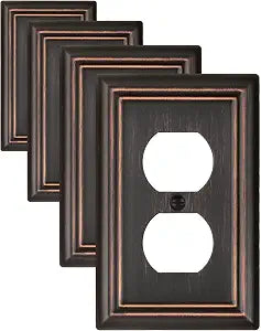 Switch Plates Outlet Covers, 4-Pack Metal Wall Plates, Aged Bronze