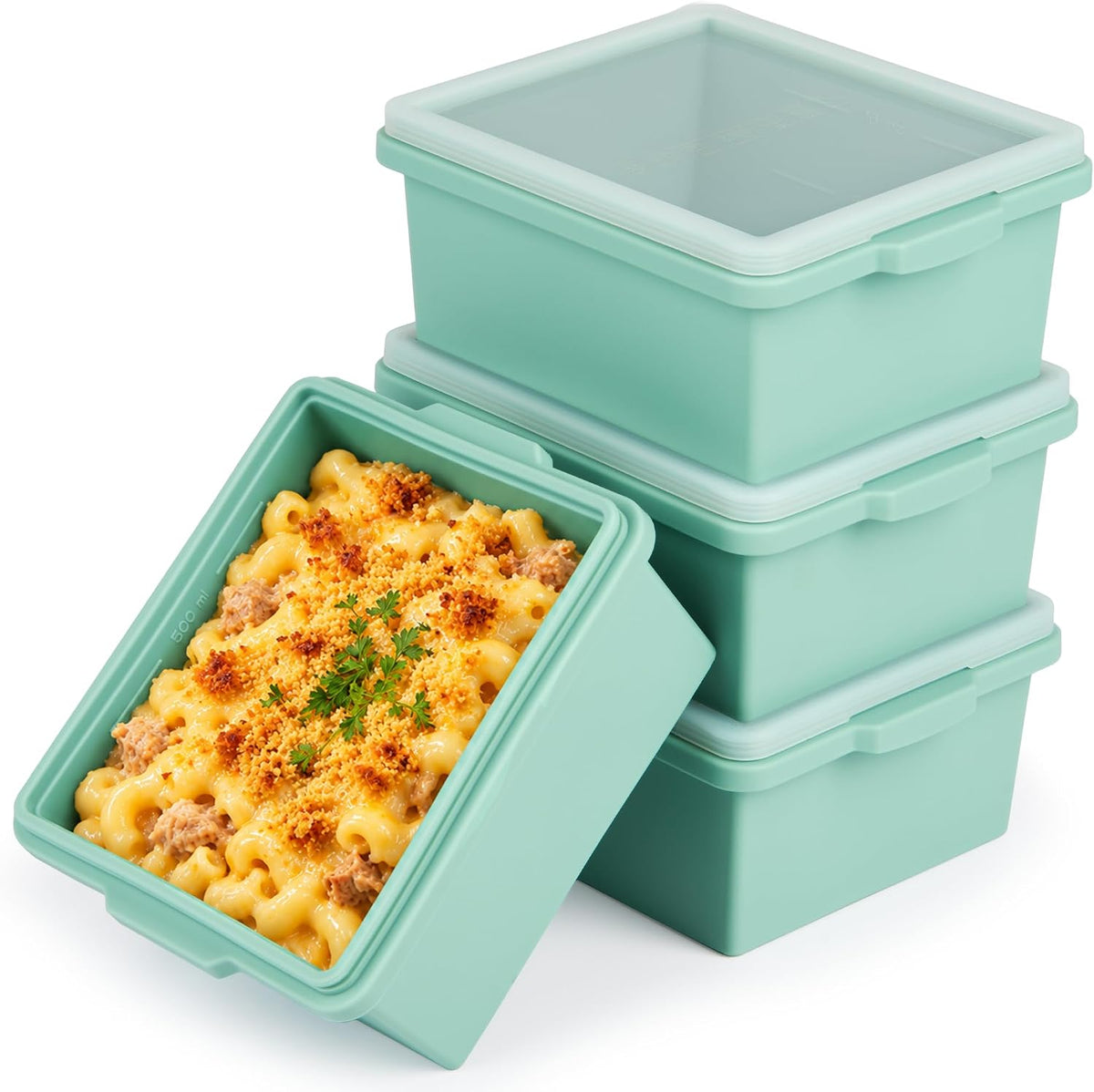 2 Cup Silicone Freezer Molds with Lids, 4 Pack Freezer Trays