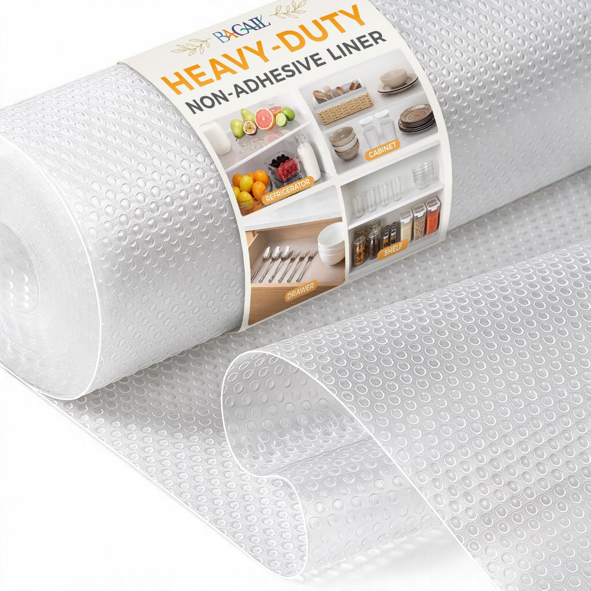 BAGAIL Refrigerator Shelf Liner, Non-Slip Drawer Cabinet Liner, 12"x10'