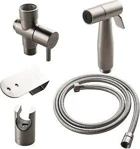 Brushed Nickel Hand Held Bidet Sprayer Diaper Shattaf Complete Set