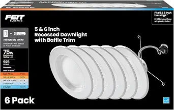Feit Electric 5/6in LED Recessed Downlight Retrofit Kit, 75W Eq