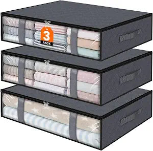 3 Pack Storage Bags, 40L Clothes Storage Containers, Foldable Storage Bins