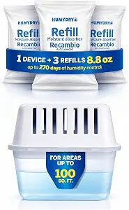 HUMYDRY Moisture Absorber Dehumidifier with 3 Refills, 8.8oz Compact Device