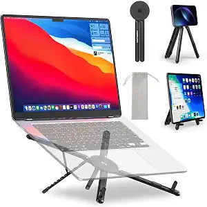 Portable Laptop Stand for Desk, 3-in-1 Adjustable Holder (Black)