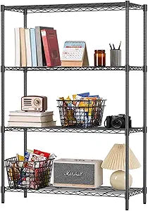 FDW | 4-Tier Wire Shelf | 36" x 14" x 54" | Black