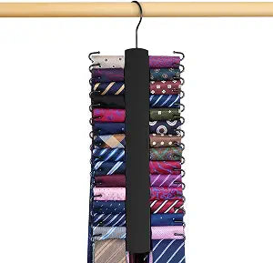 Tie Hanger for Closet, Wooden Tie Organizer, Holds 30 Ties