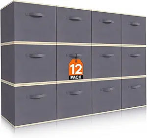 Lifewit Storage Cubes, 11 Inch Organizer Bins, 18L Gray, 12 Packs