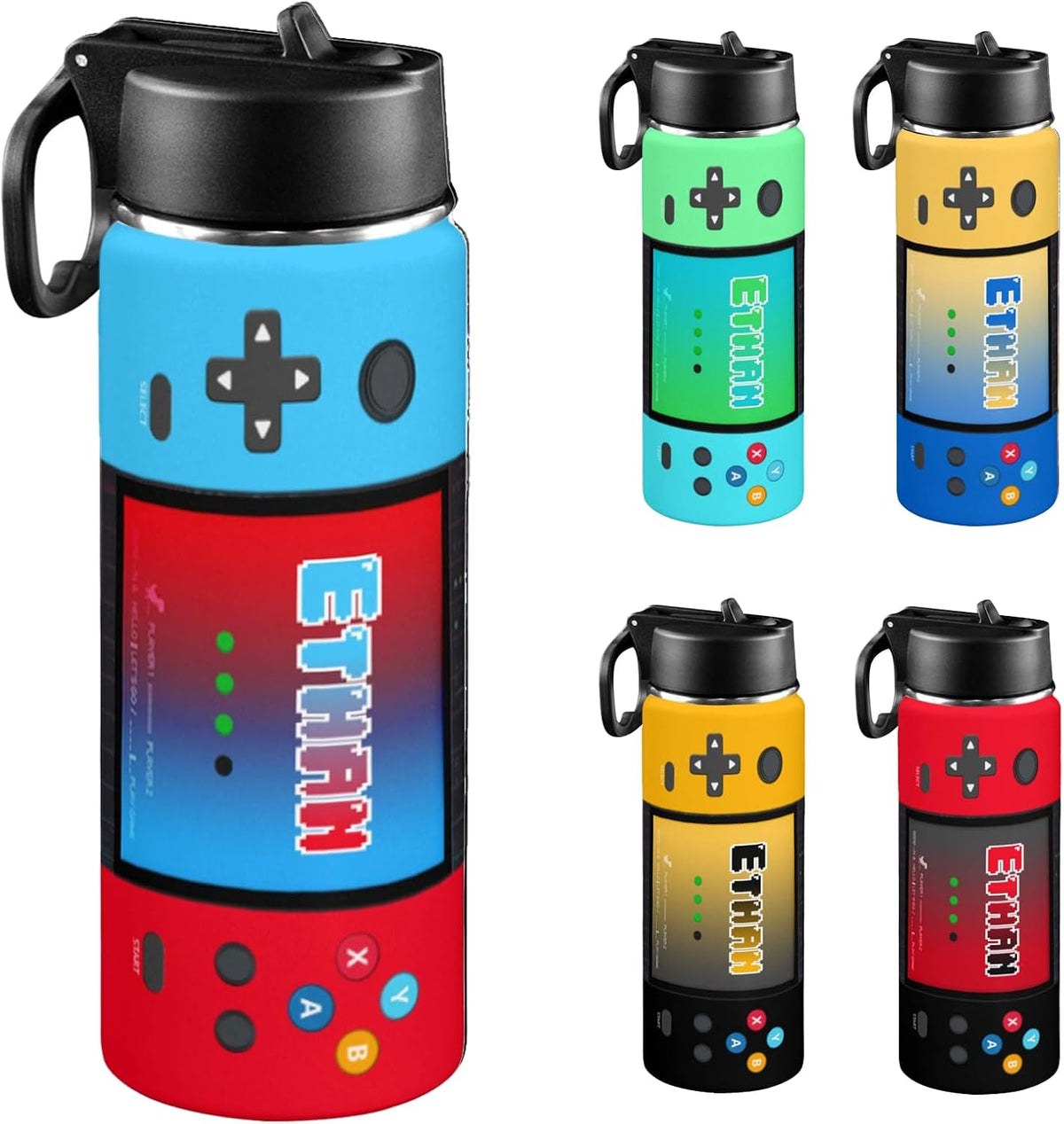 Personalized Game Water Bottle for Boys, 18oz