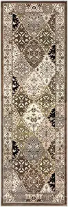 Superior Indoor Runner Rug, Jute Backed, Modern Rugs for Entryway, Hallway, Kitchen, Office, Bedroom, Living/Dining Room, Nursery, Artistic Neutral Damask, Paloma Collection, 2' 7" x 8', Chocolate