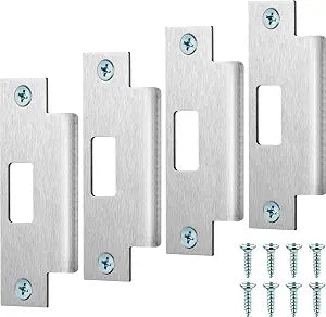 Tandefio 4 7/8 x 3 3/8 x 1 1/4 Inch Deadbolt Strike Plate, Silver, 4 Pcs