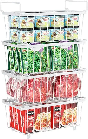 iSPECLE Freezer Organizer Bins - Storage Baskets for 5 to 7 Cu.Ft, 4 Pack