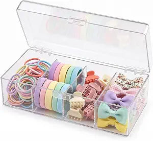 JessLab Hair Accessories Organizer for Girls Bows, Hair Clip, 4 Compartment