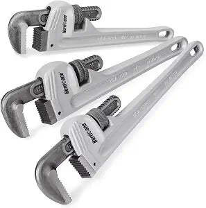 HURRICANE 3-Piece Aluminum Pipe Wrench Set (10", 14", 18"). Lightweight & Reliable Plumbing Wrench Kit for Home Maintenance and DIY Projects