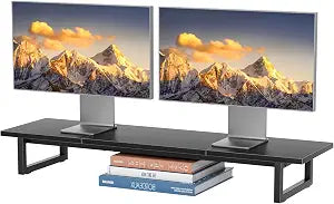 Simple Trending Dual Monitor Stand Riser, 38" Computer Monitor Stand, Black