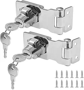 2Pcs Keyed Hasp Lock 2.5 Inch Keyed Different, Silver