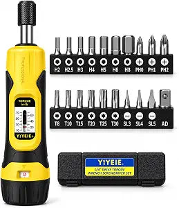 YIYEIE 21Pcs Torque Screwdriver Set with S2 Bits, 10-70 In-lb, Click Stop