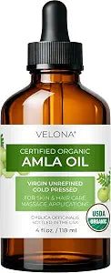 velona USDA Organic Amla Oil - 4 fl oz, Cold Pressed, with Dropper