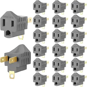 Treela 20 Pack 2 to 3 Prong Outlet Adapter Grounding Plug Converter, Gray