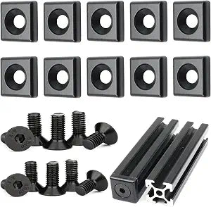 10Pcs 1010 2525 Aluminum Extrusion T Slot End Cap Bracket 10, 25 Series Extruded Hardware Cover with Screws for 10/10 1020 1 inch x 1 inch 1" Aluminum Profile Frame Fitting