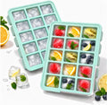CAKETIME 2 Pack Silicone Ice Cube Trays with Lid Reusable Metal Reinforced BPA-Free Freezer Containers Bin Molds Stackable Easy Release Home Bar Essentials Coffee Whiskey Juice Drinks Must Haves