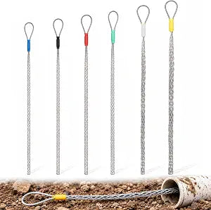 6 Pcs Cable Pulling Socks 425mm, Cable Puller Sock Mesh Grip with Eye Loop