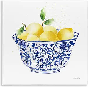 Elegant Bowl of Lemons Kitchen, 12 x 12 Inch Mounted Print on Wall Plaque