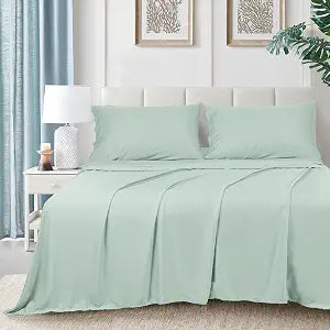David's Home 3PCS Cooling Sheets Set Twin Size, 100% Rayon Derived from Bamboo, 16" Deep Pocket, Luxury Silky Breathable for Hot Sleeper,Breathable Smooth Soft, Sage Green