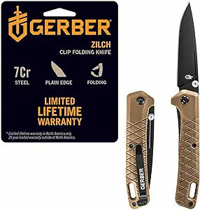Gerber Zilch EDC Folding Pocket Knife, 3.1" Plain Edge Blade, Coyote Brown