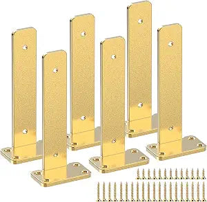 Gold Heavy Duty Iron Shelf Brackets,6 inch,Floating Brackets Upgraded, Heavy Duty Iron Shelf Brackets, Industrial Modern Floating Shelf Support for Wall Mount Shelves,Wide Brackets ,6 Pack