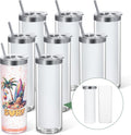 20 Oz 8 Pack Double Wall Pre Drilled Sublimation Storyboard Snow Globe Tumbler, Inner Stainless Steel Outer Plastic Insulated Storyboard Cups, DIY Interlayer for Glitter Storyboard Tumbler Gifts